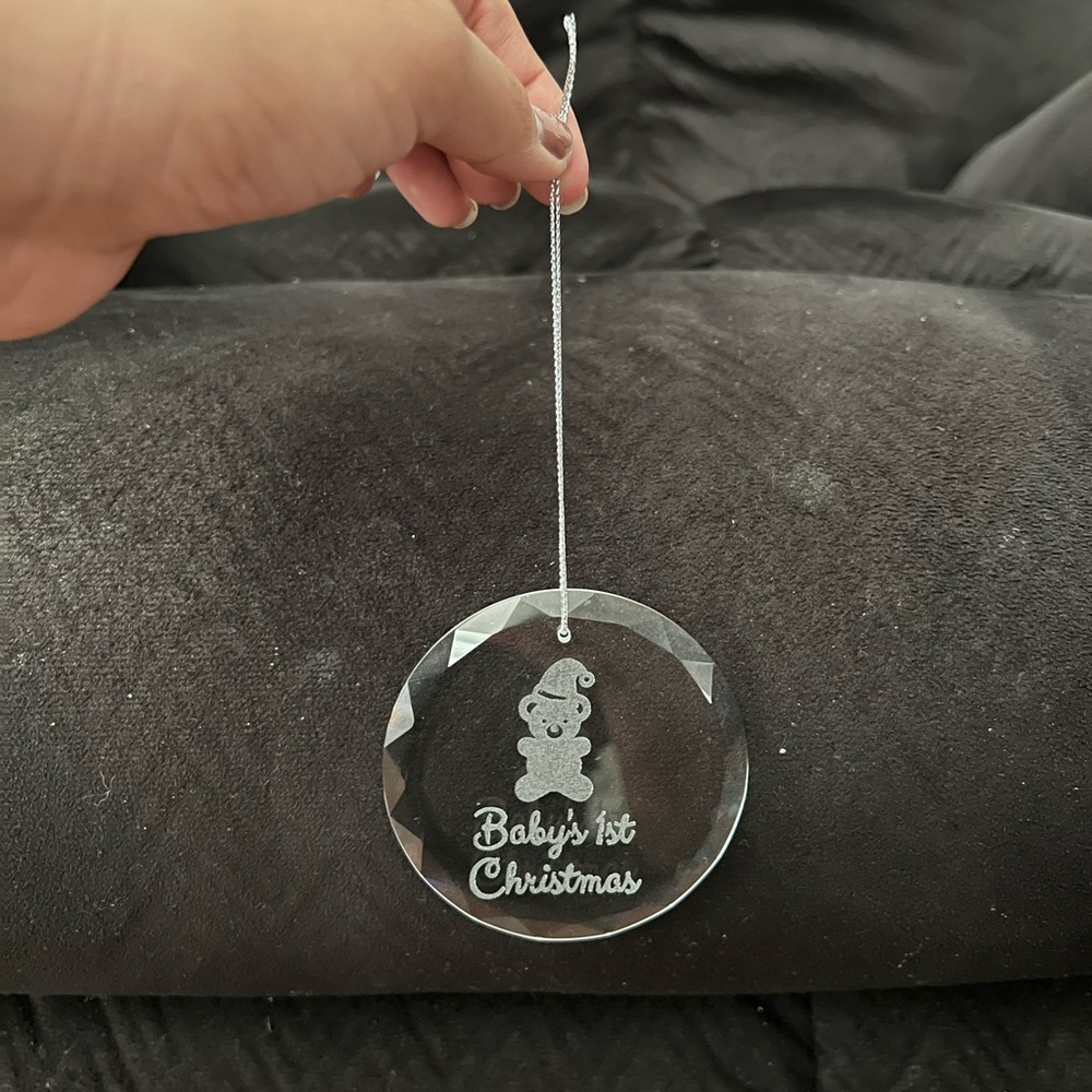 Baby’s 1st Christmas Teddy Bear Glass Tree Ornament